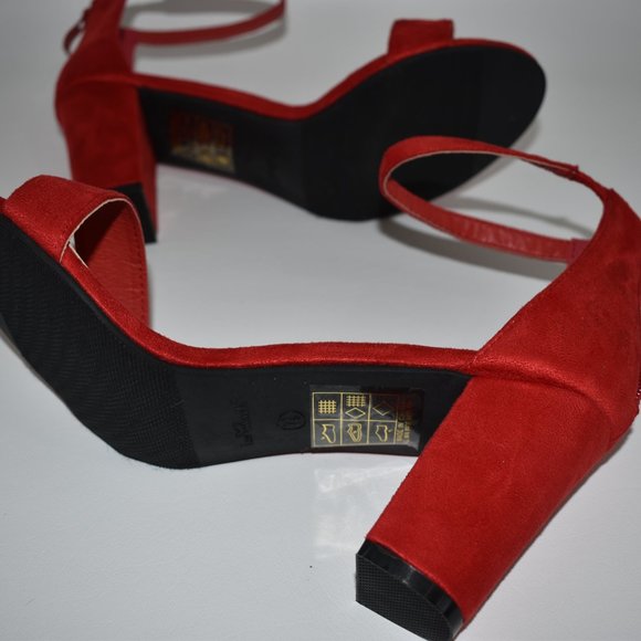 Lov Mark Women's New Red Open Toe Red Heels US 7.5 - Picture 7 of 10